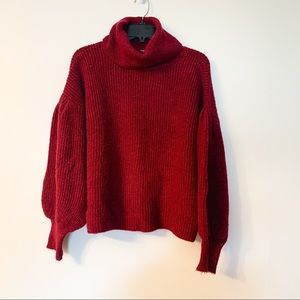 Francesca’s Cowl Neck Sweater with Balloon Sleeve
